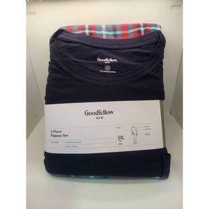 Men's Big & Tall Teal Plaid Microfleece Pajama Set - Goodfellow & Co Navy 5XBT
